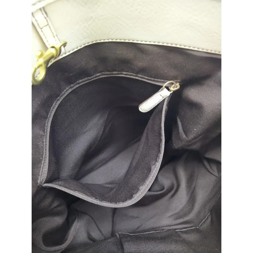 Coach Signature Of-White Canvas Leather Trim Zipper Pockets Hobo Shoulder Bag